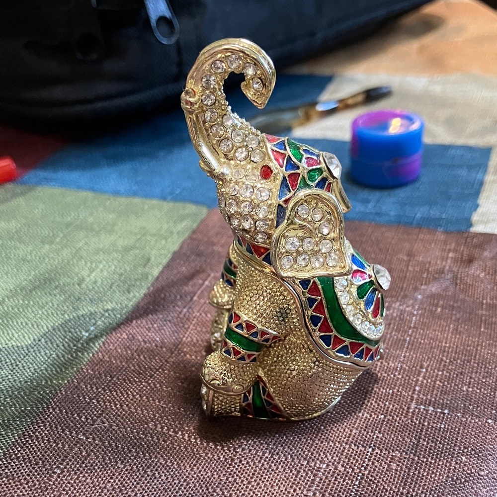 Decorative Elephant Figurine with Jewel Accents